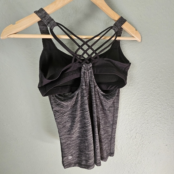 Lululemon 2 In 1 Built In Bra Tank Top Heathered Gray Size 6 - Picture 2 of 5
